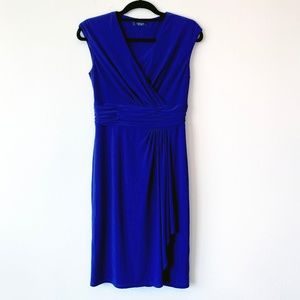 CHAPS Women's Faux Wrap Dazzling Blue Midi Dress